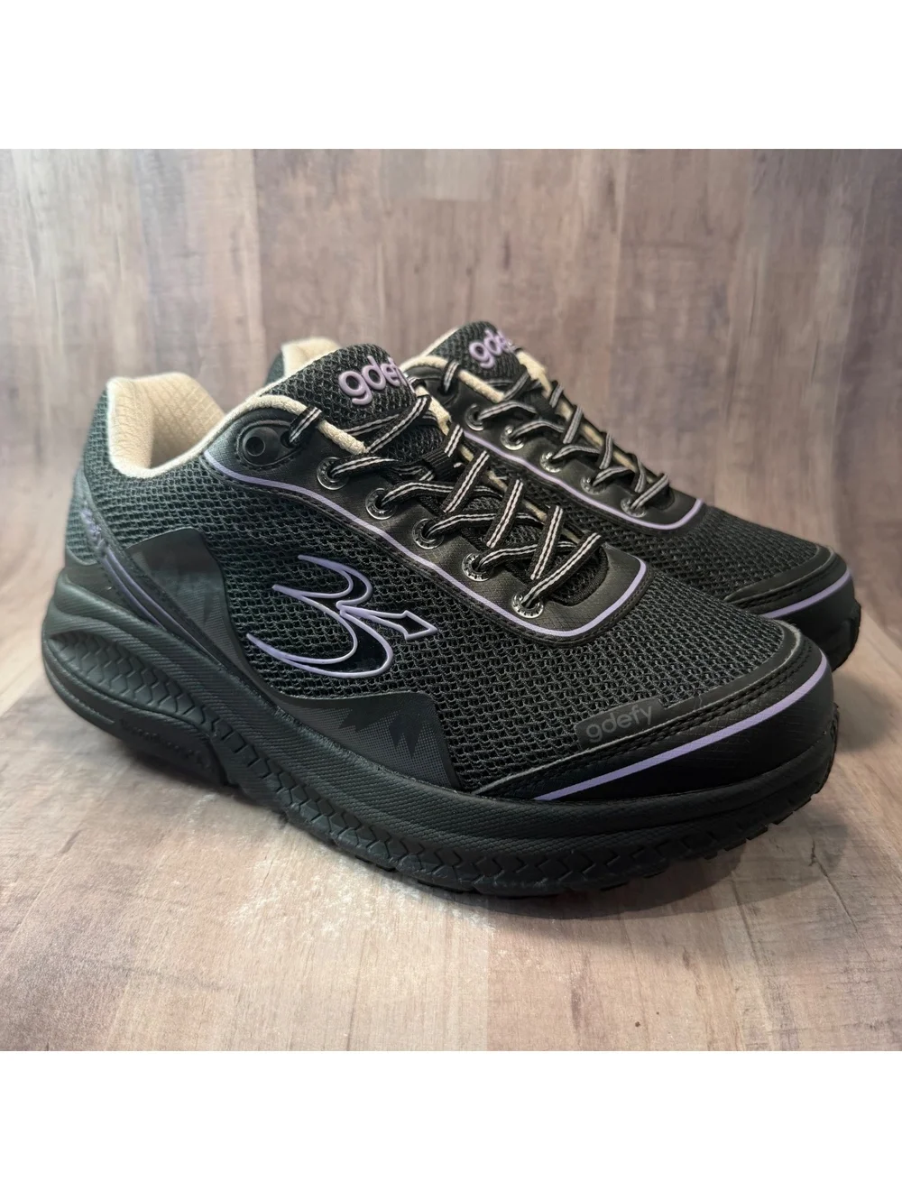 Gdefy Gravity Defyer Mighty Walk Shoes Women's 9 XW TB9024FLP-XW Black Purple
